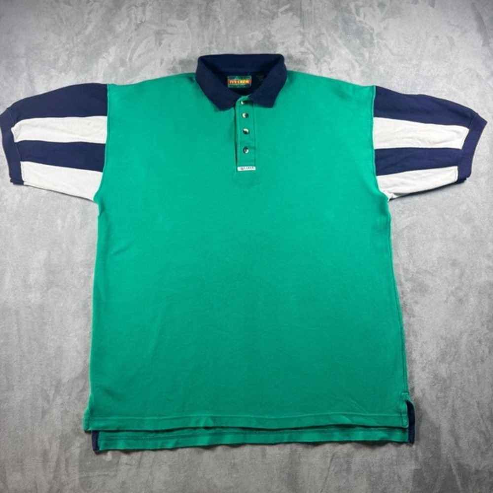 Vintage 90s Ivy Crew Polo Shirt‎ Men L Vertical Stripes Short Sleeve